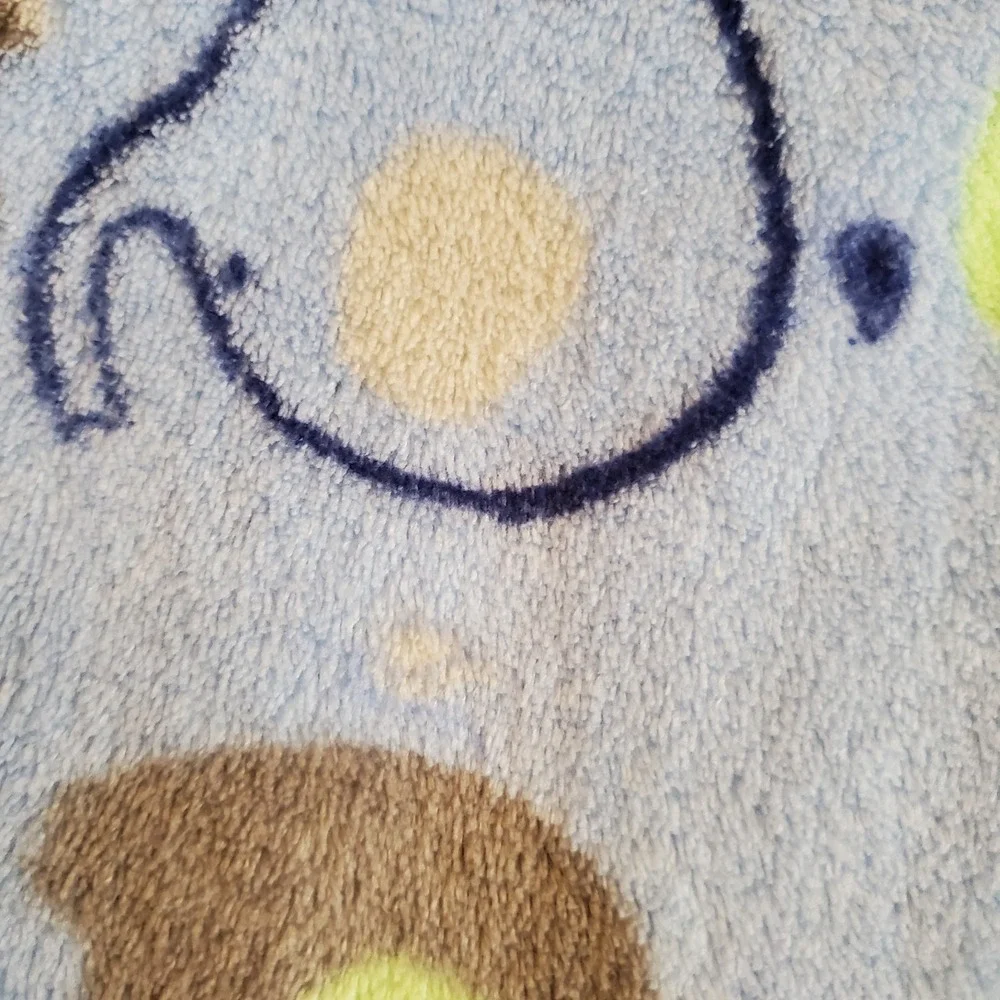 Baby Essentials Blanket Elephants Reversible Solid Blue Gray‎ Trim Fleece Lovey
